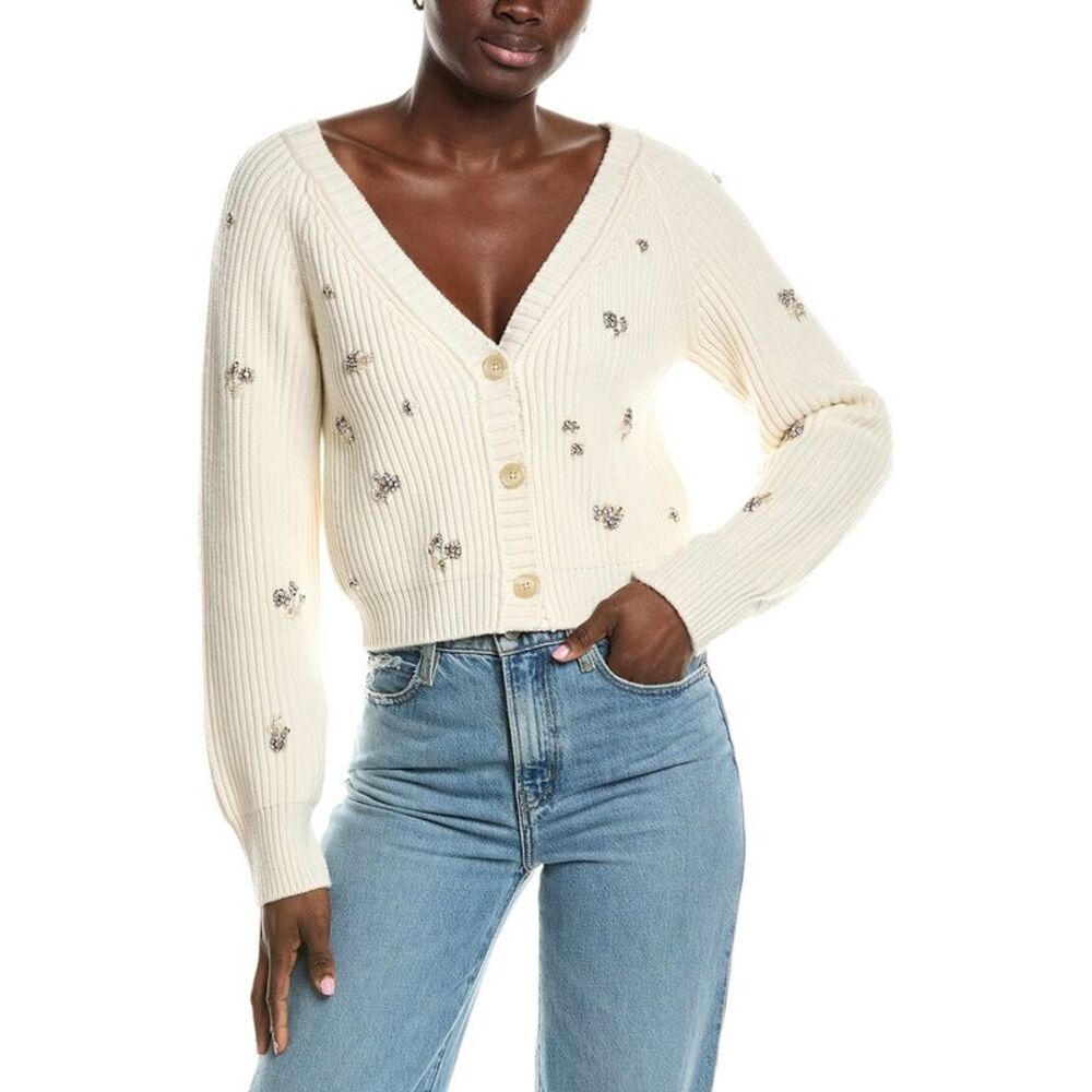 Simkhai Womens  Novah Wool & Cashmere-Blend Cardigan, White